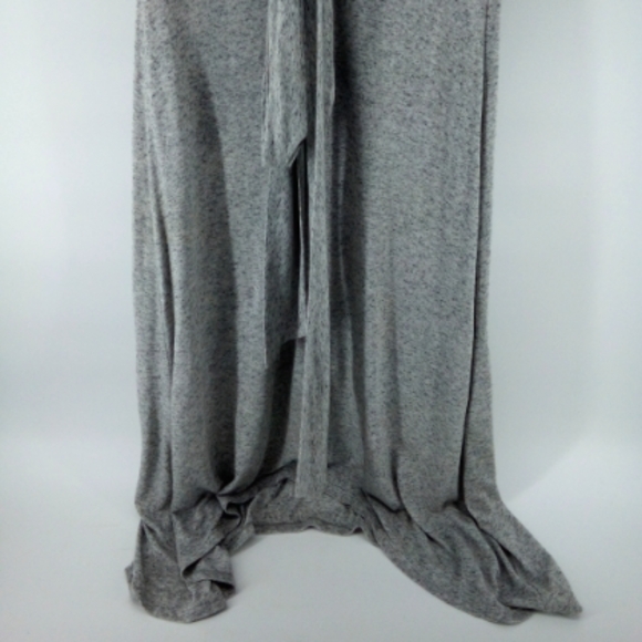 Rebecca Taylor Jersey Knit Heather Gray Dress Waist Tie Ruffle Sleeves Flax S - Picture 11 of 13